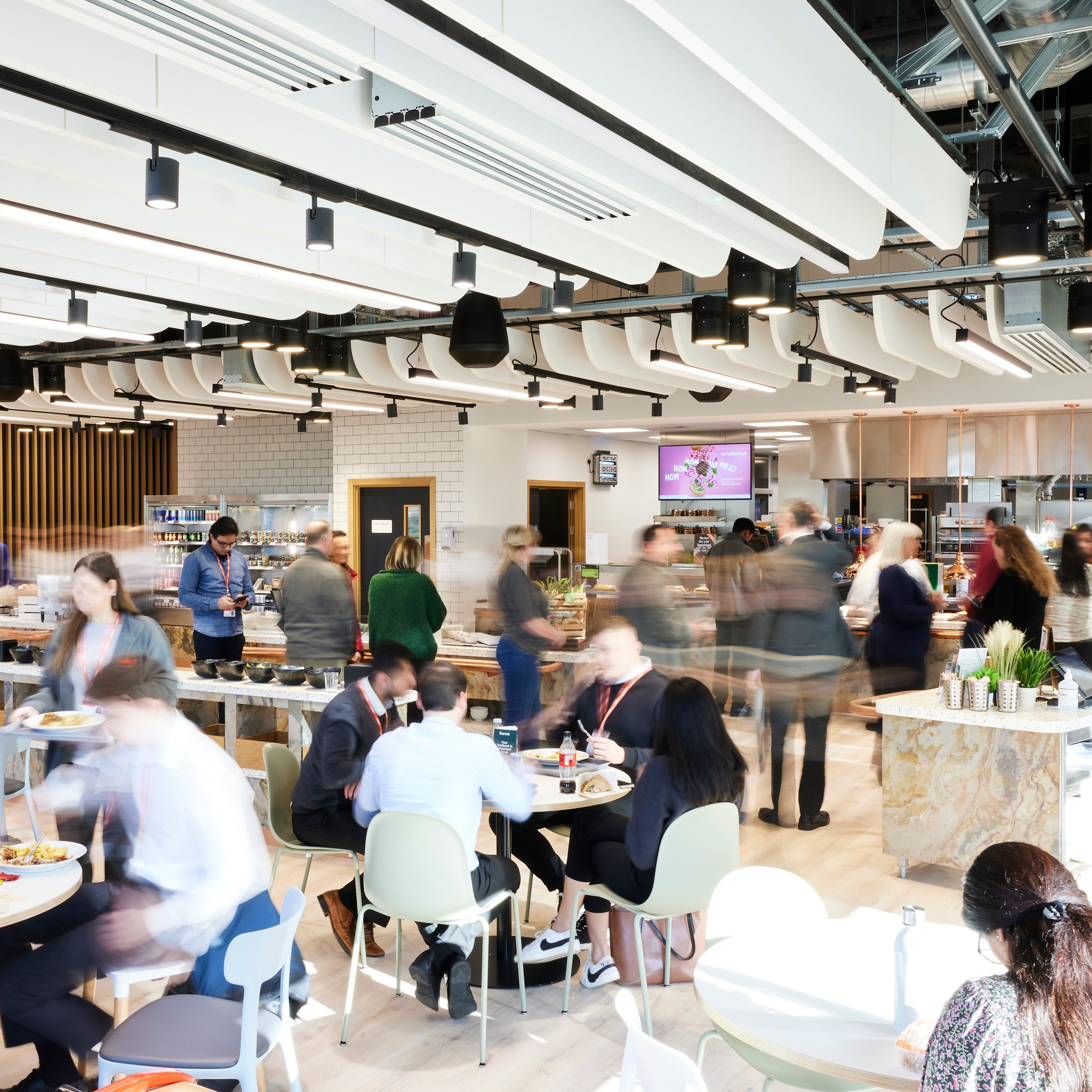 People at a modern catering buffet.