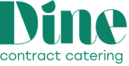 Teal "Dine" logo with "contract catering" text.