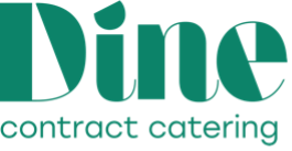 Teal "Dine" logo with "contract catering" text.