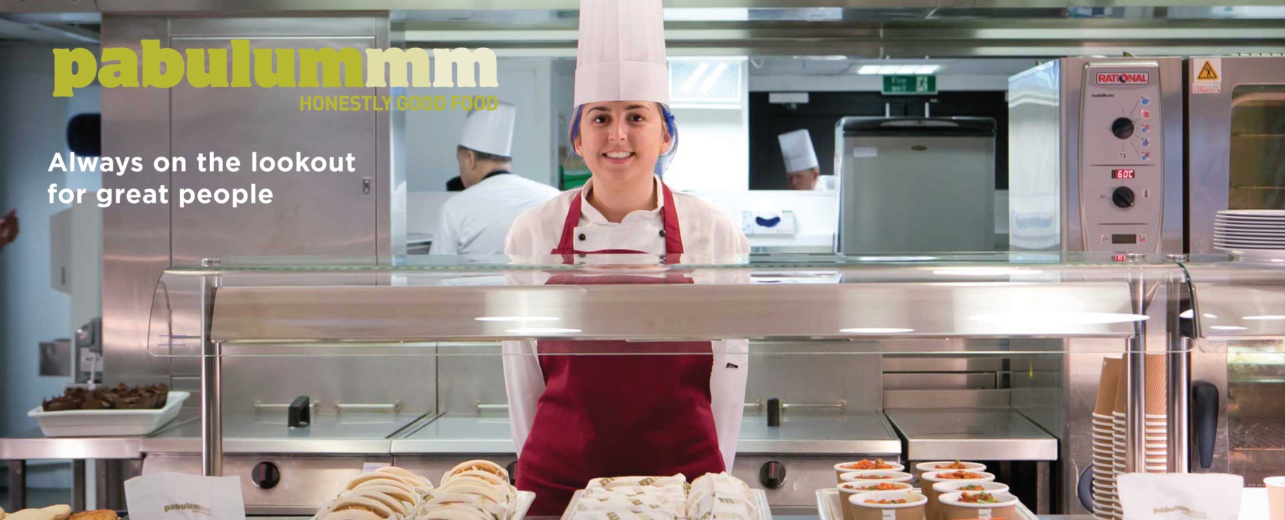 Chef in a kitchen setting with food; "Pabulum" logo.