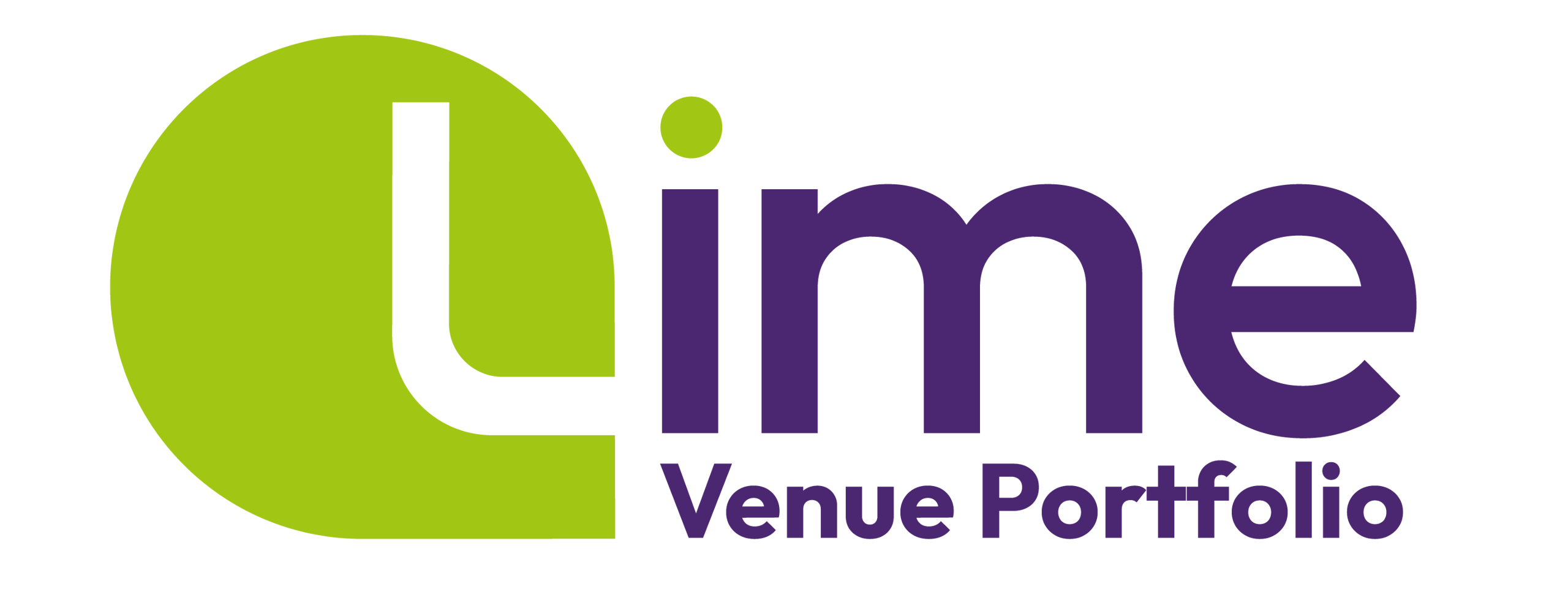 Lime logo on black background. Features lime green circle with purple text.