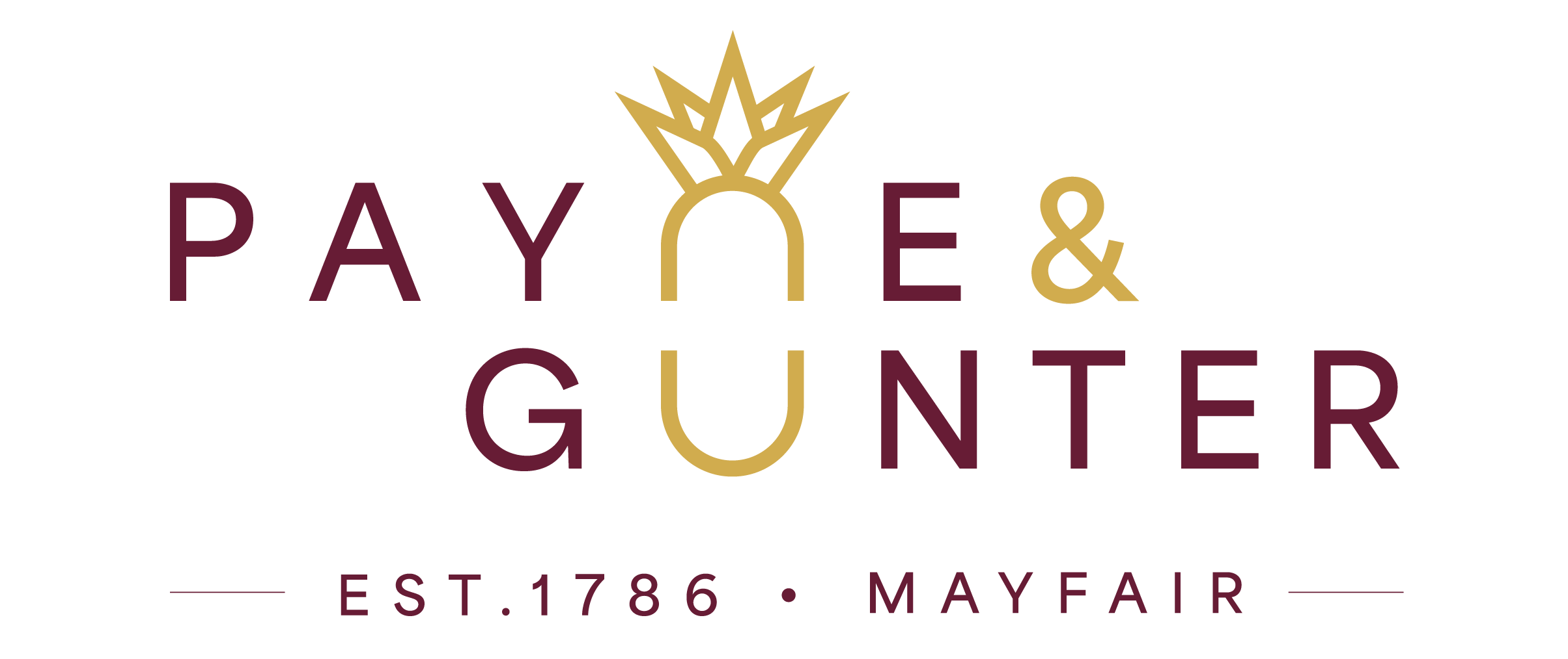 Logo with the words "PAYNE & GUNTER" in burgundy.