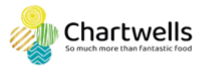 Chartwells logo with colorful circles and text "Chartwells, We Make Your Great Food".